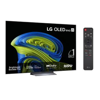 Vy framifrån av LG OLED evo AI C6, som släpptes 2026, visar en bild av skiktade, mångfärgade former, med Hyper Radiant Color Tech, Perfekt svart och Perfekt färg, tillsammans med World’s No.1 OLED TV for 13 Years-märket.